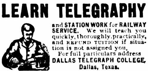 dallas_telegraph_college_ad_1904