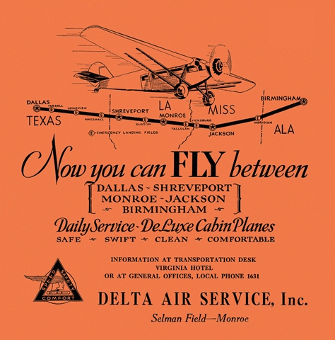 Delta passenger service ad ca. September 1929.