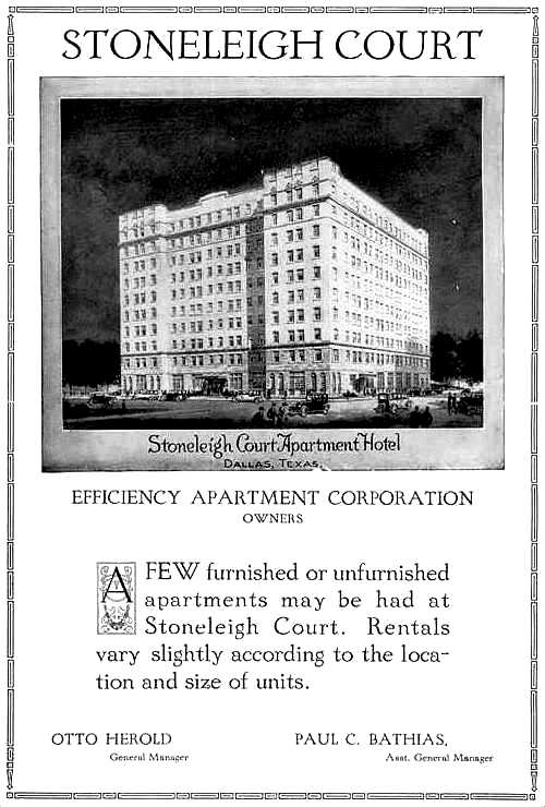 The Stoneleigh Court Apartment Hotel — 1923/1924 Flashback Dallas