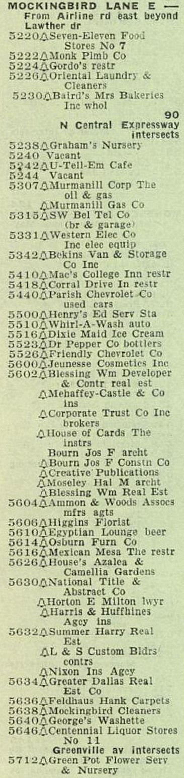 mockingbird_central-to-greenville_1957-directory
